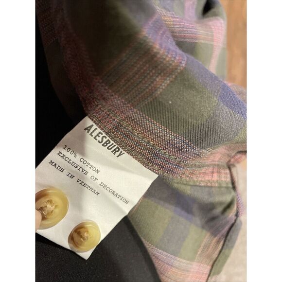 Alesbury Plaid Flannel Button Front Shirt 100% Cotton Men’s Large Green - Picture 3 of 6